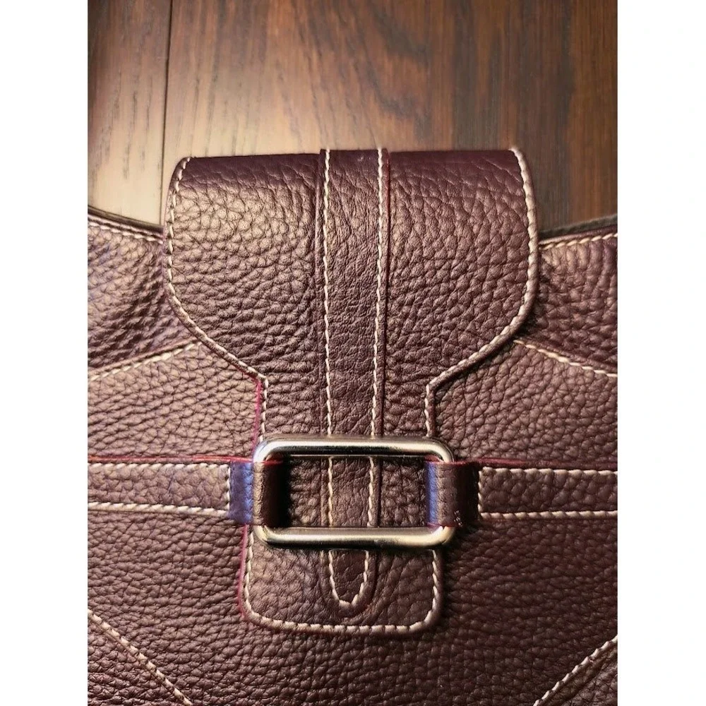 Guia's Oxblood Leather‎ Hobo Shoulder Bag Large Silver Hardware & Buckle Accents